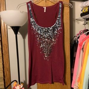 Maroon Sequins Tank Top